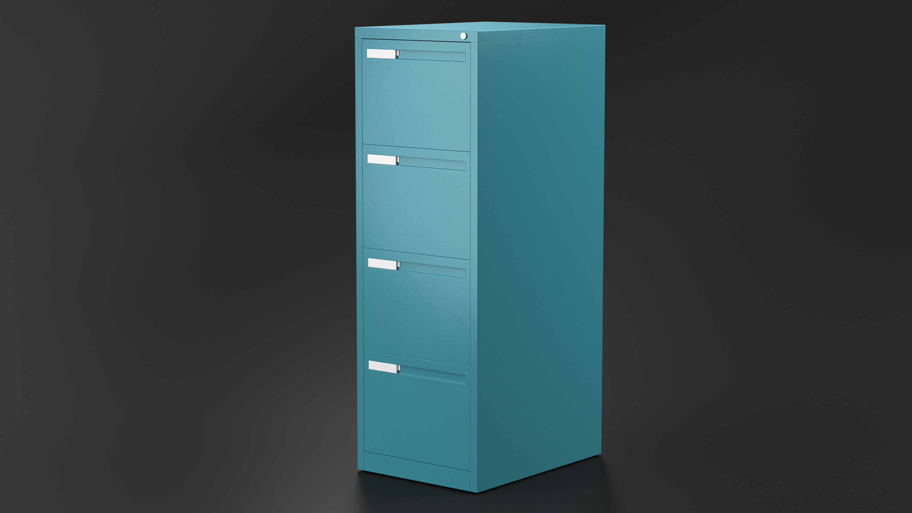 3D Filing Cabinet 4 Drawer Blue model