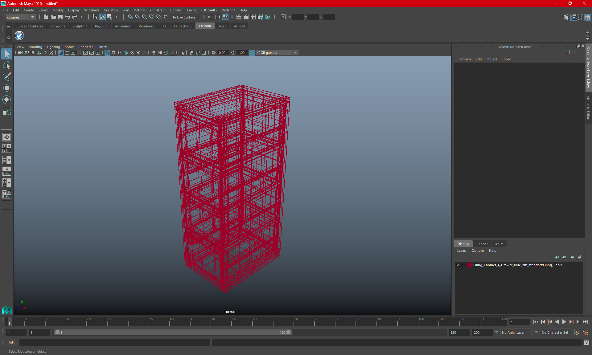 3D Filing Cabinet 4 Drawer Blue model