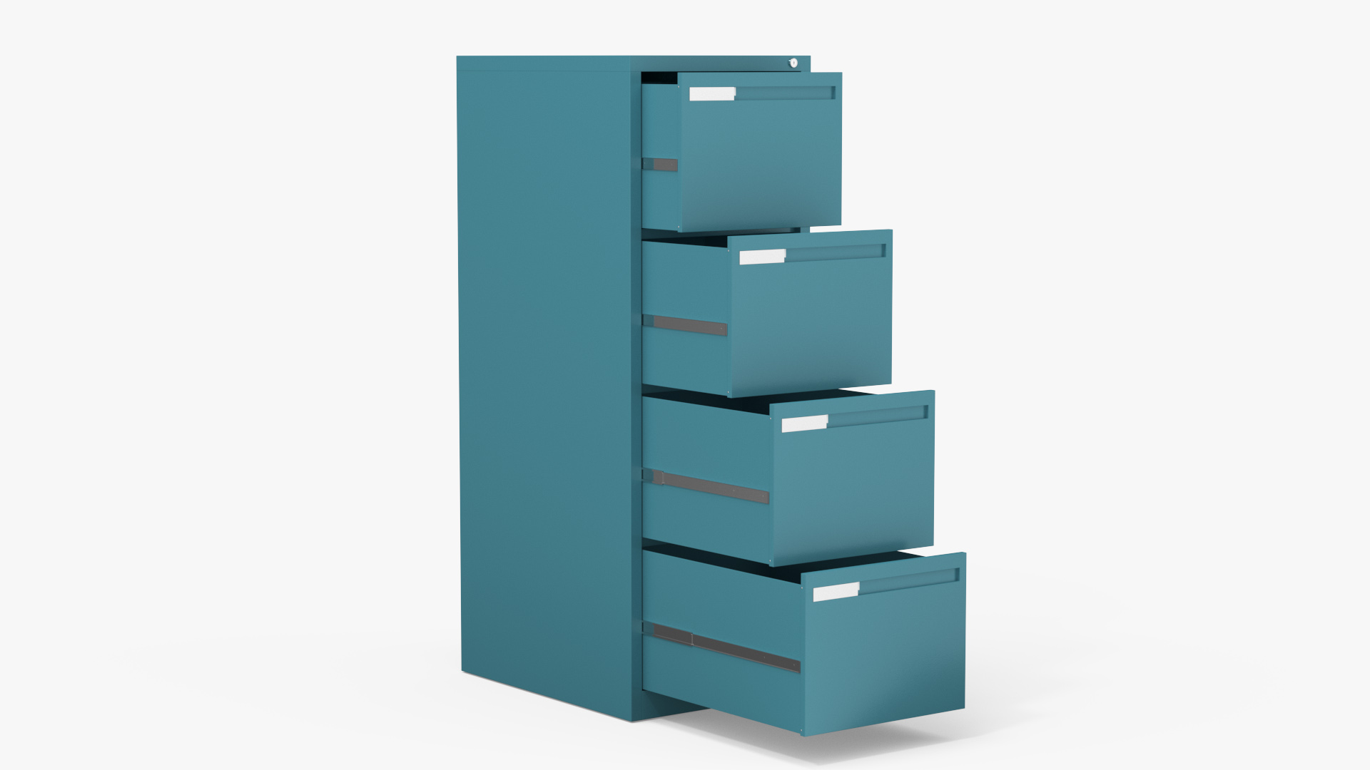 3D Filing Cabinet 4 Drawer Blue model