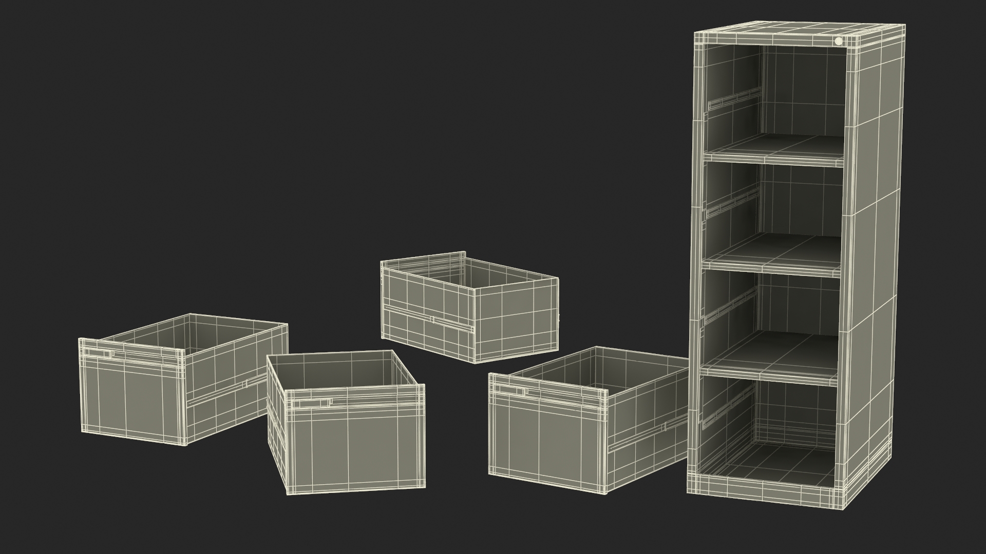 3D Filing Cabinet 4 Drawer Blue model