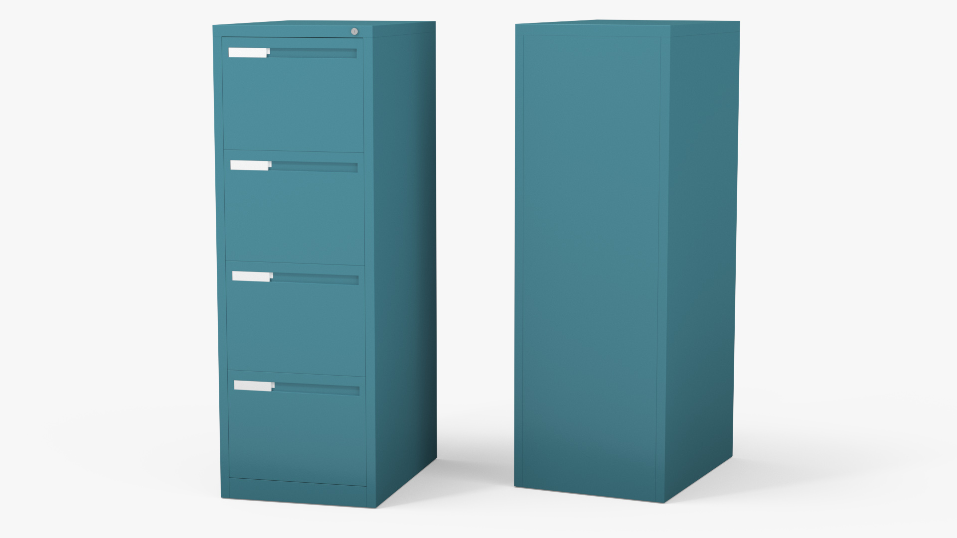 3D Filing Cabinet 4 Drawer Blue model