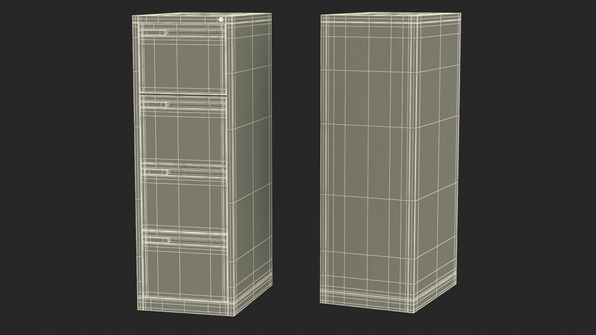3D Filing Cabinet 4 Drawer Blue model