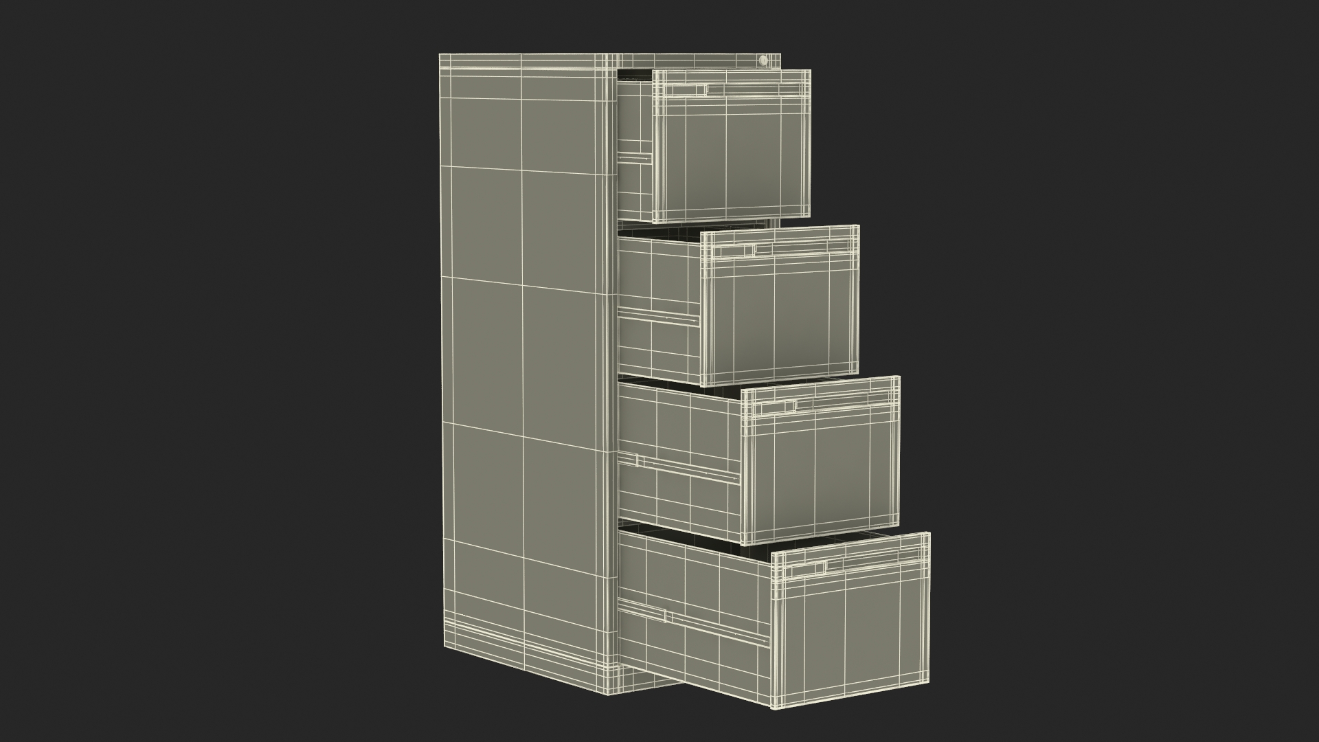 3D Filing Cabinet 4 Drawer Blue model