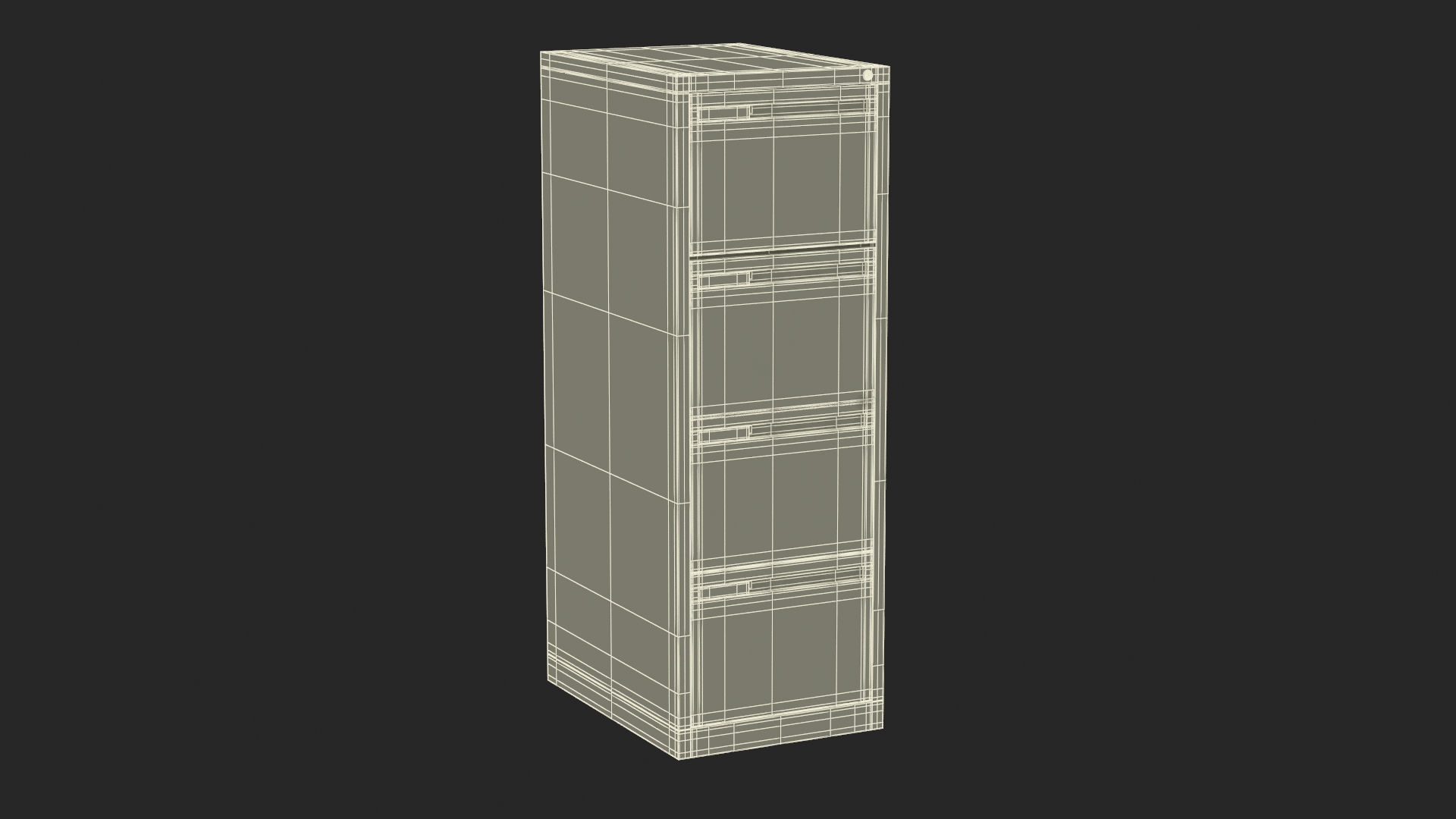 3D Filing Cabinet 4 Drawer Blue model