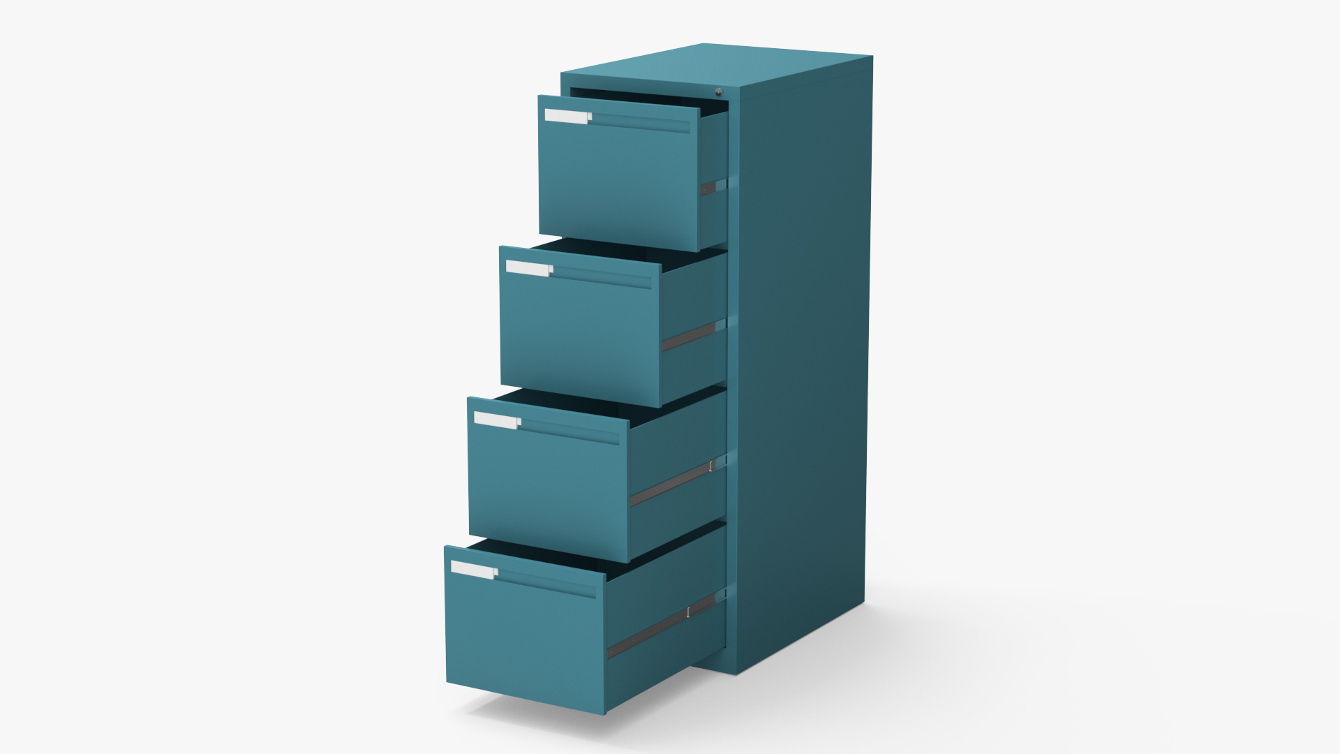 3D Filing Cabinet 4 Drawer Blue model