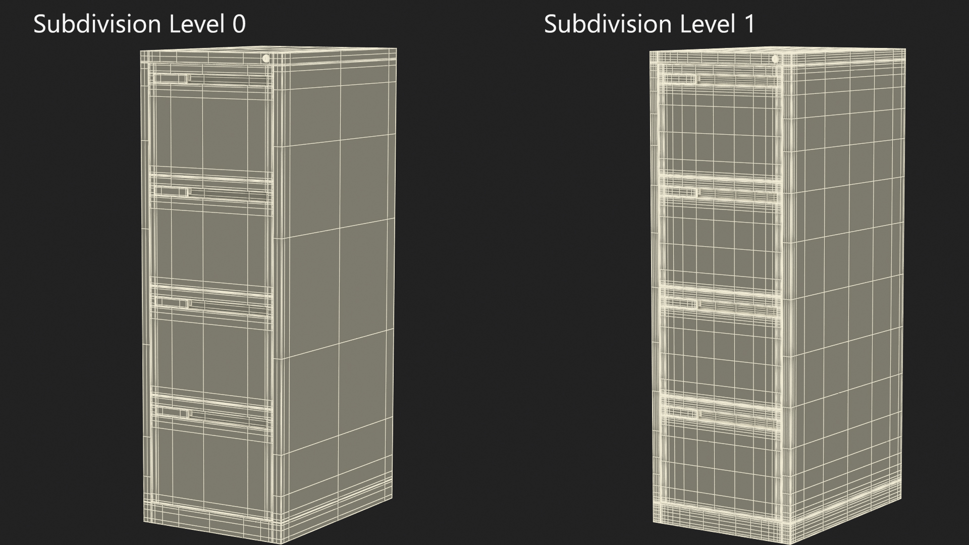 3D Filing Cabinet 4 Drawer Blue model
