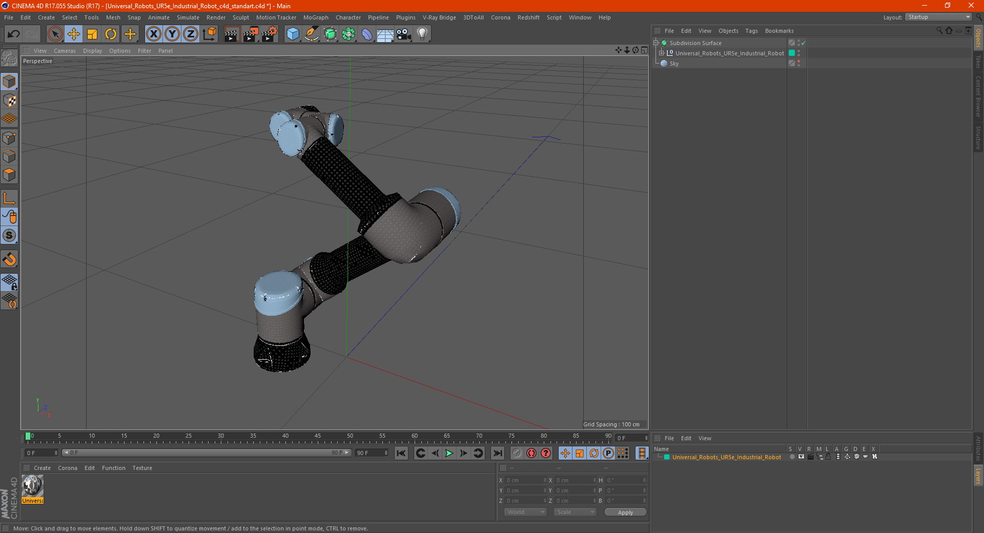 3D Universal Robots UR5e Industrial Robot model