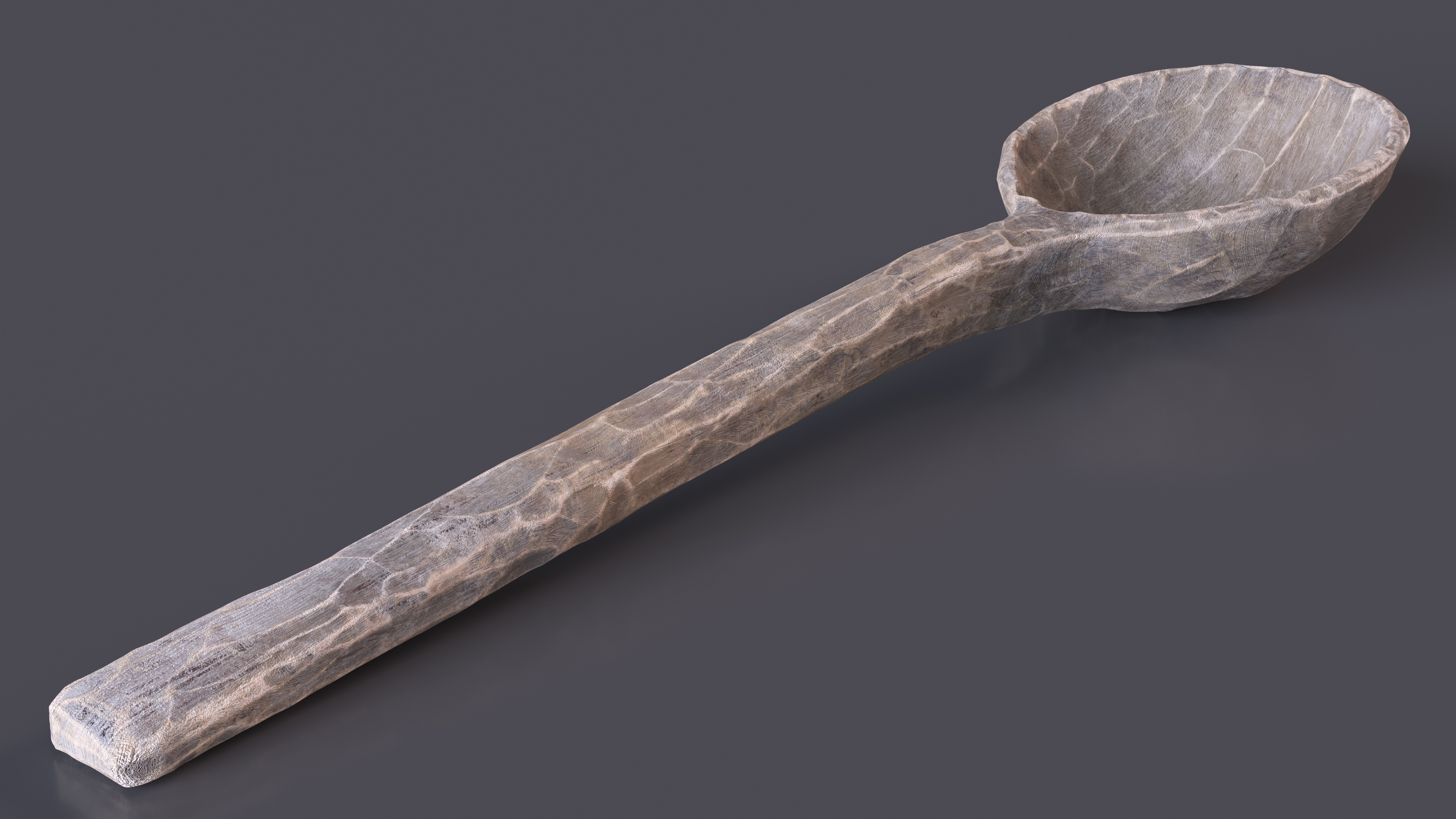Hand Carved Wooden Spoon Grey 3D model