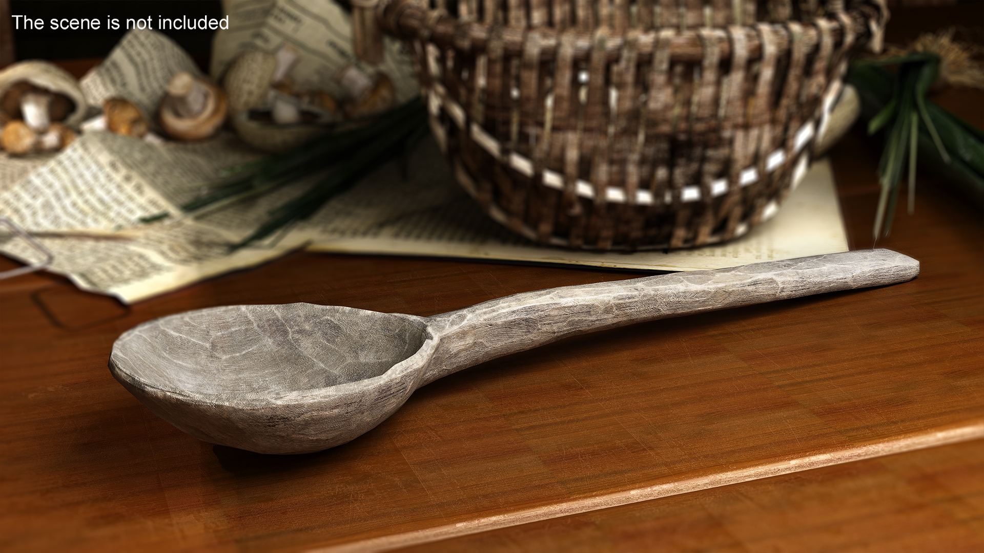 Hand Carved Wooden Spoon Grey 3D model