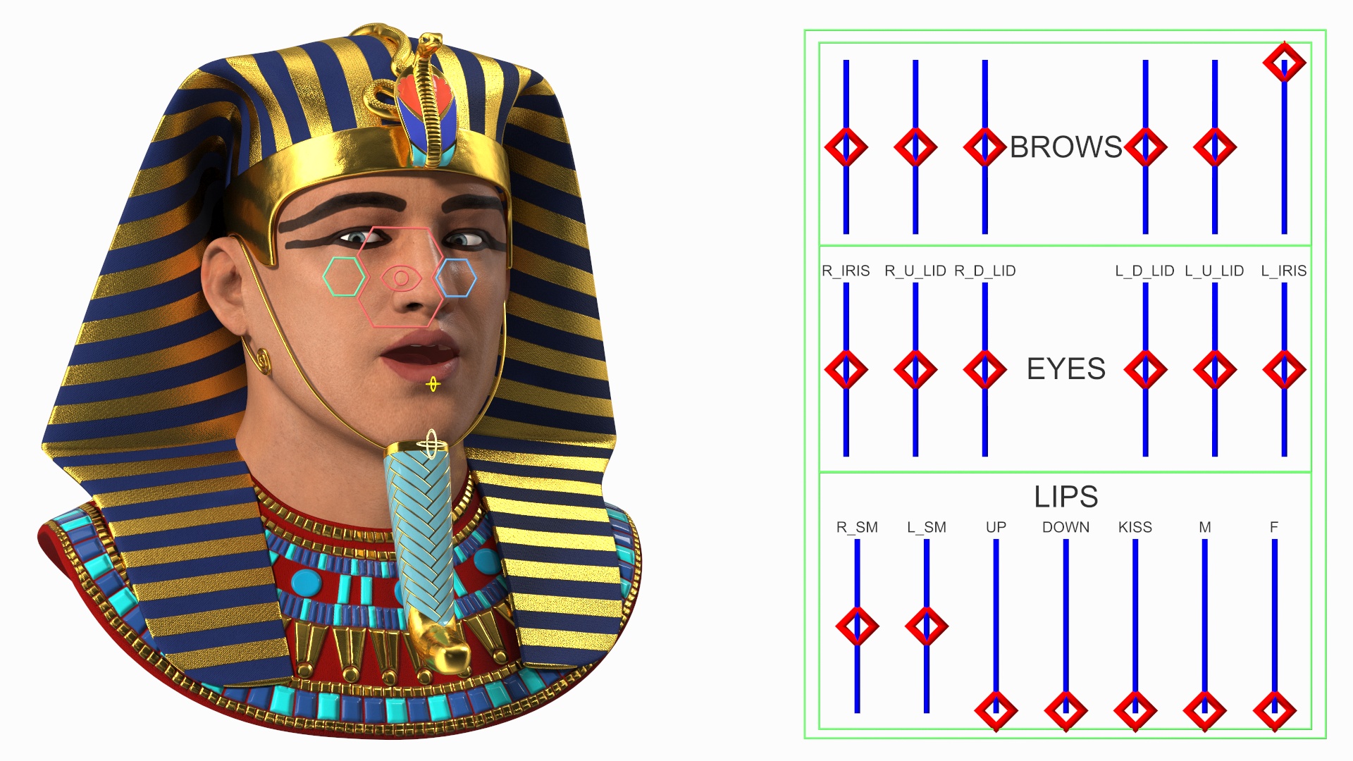 3D Head of Egyptian Pharaoh Rigged