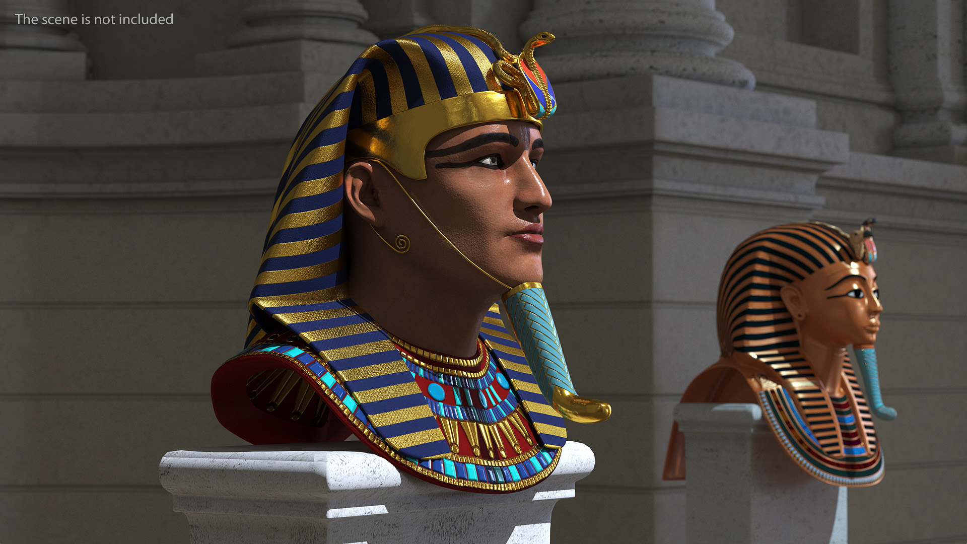 3D Head of Egyptian Pharaoh Rigged