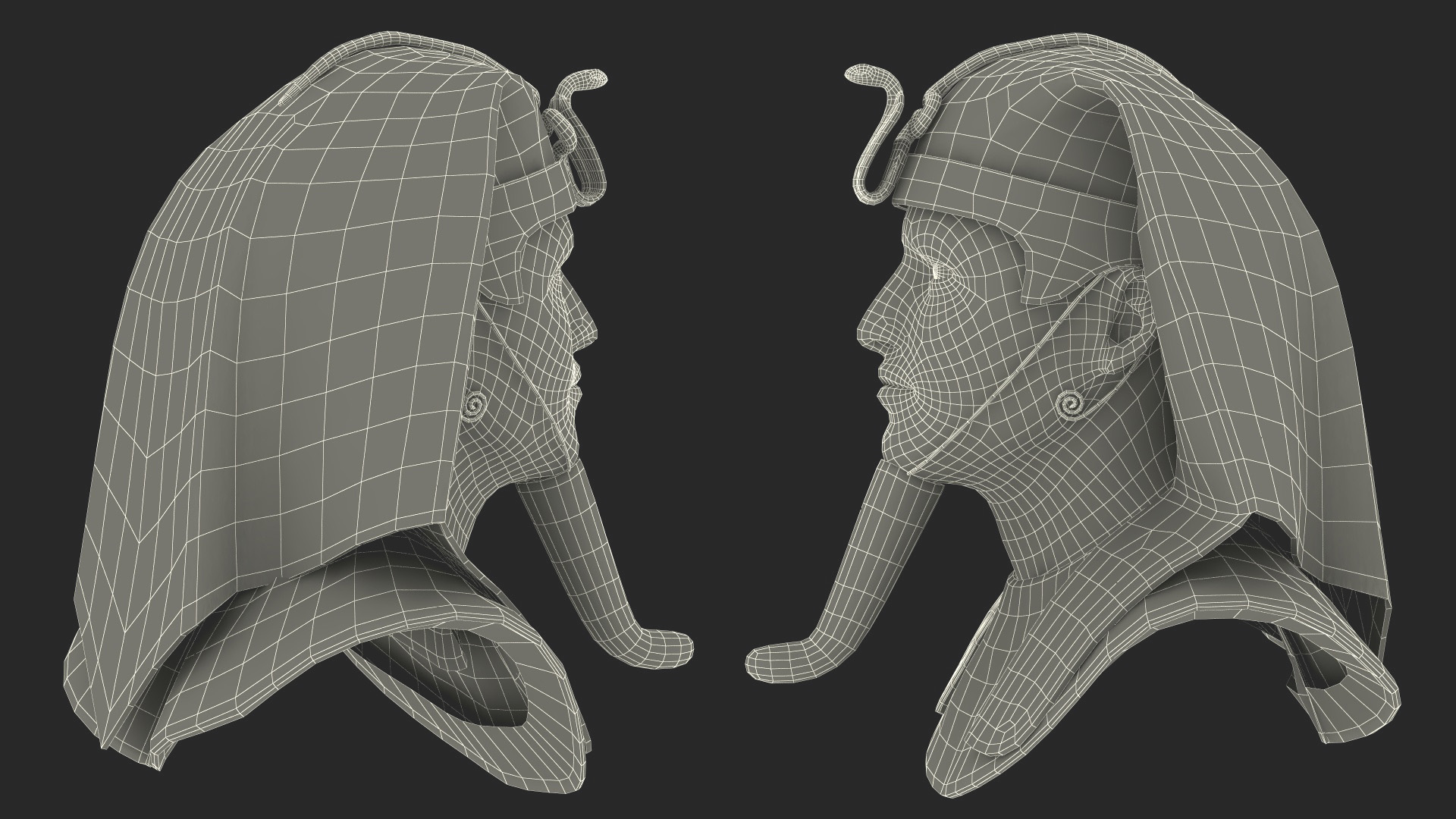 3D Head of Egyptian Pharaoh Rigged