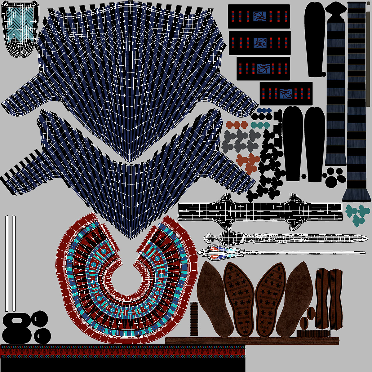 3D Head of Egyptian Pharaoh Rigged