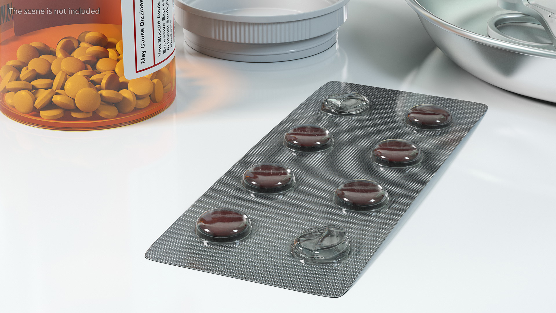 3D Round Tablets in a Silver Blister Pack model