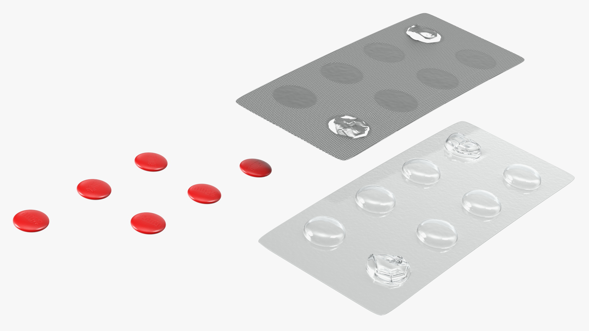 3D Round Tablets in a Silver Blister Pack model