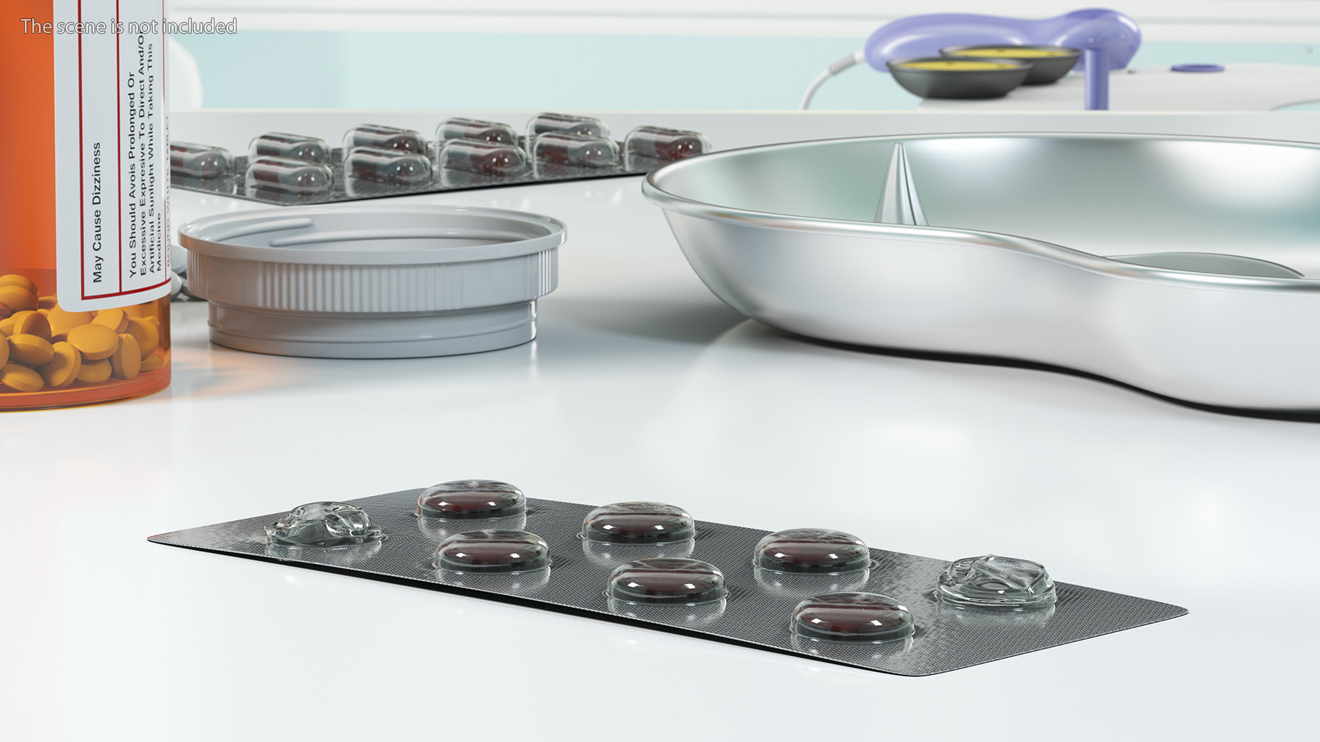3D Round Tablets in a Silver Blister Pack model