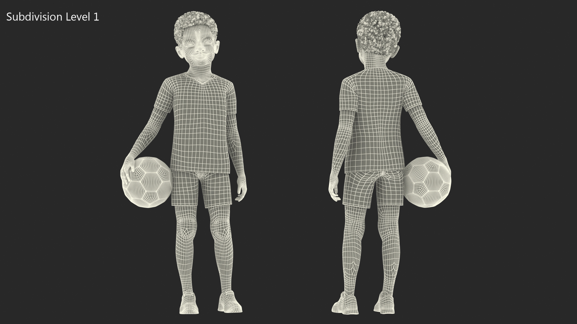 3D Black Child Boy Holding Ball model