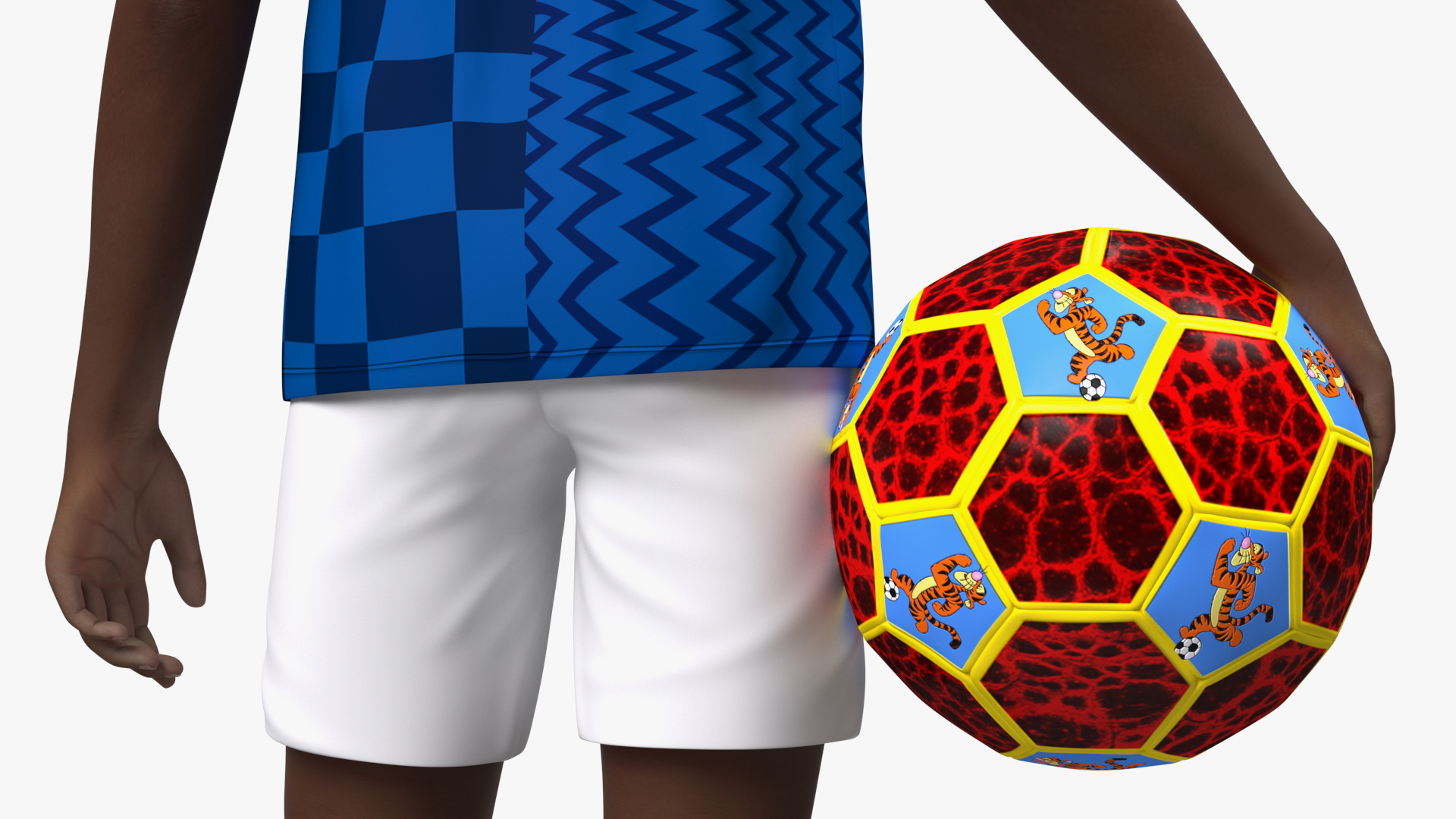3D Black Child Boy Holding Ball model