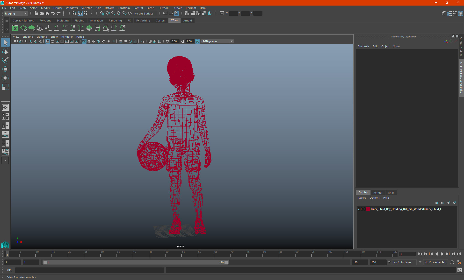 3D Black Child Boy Holding Ball model