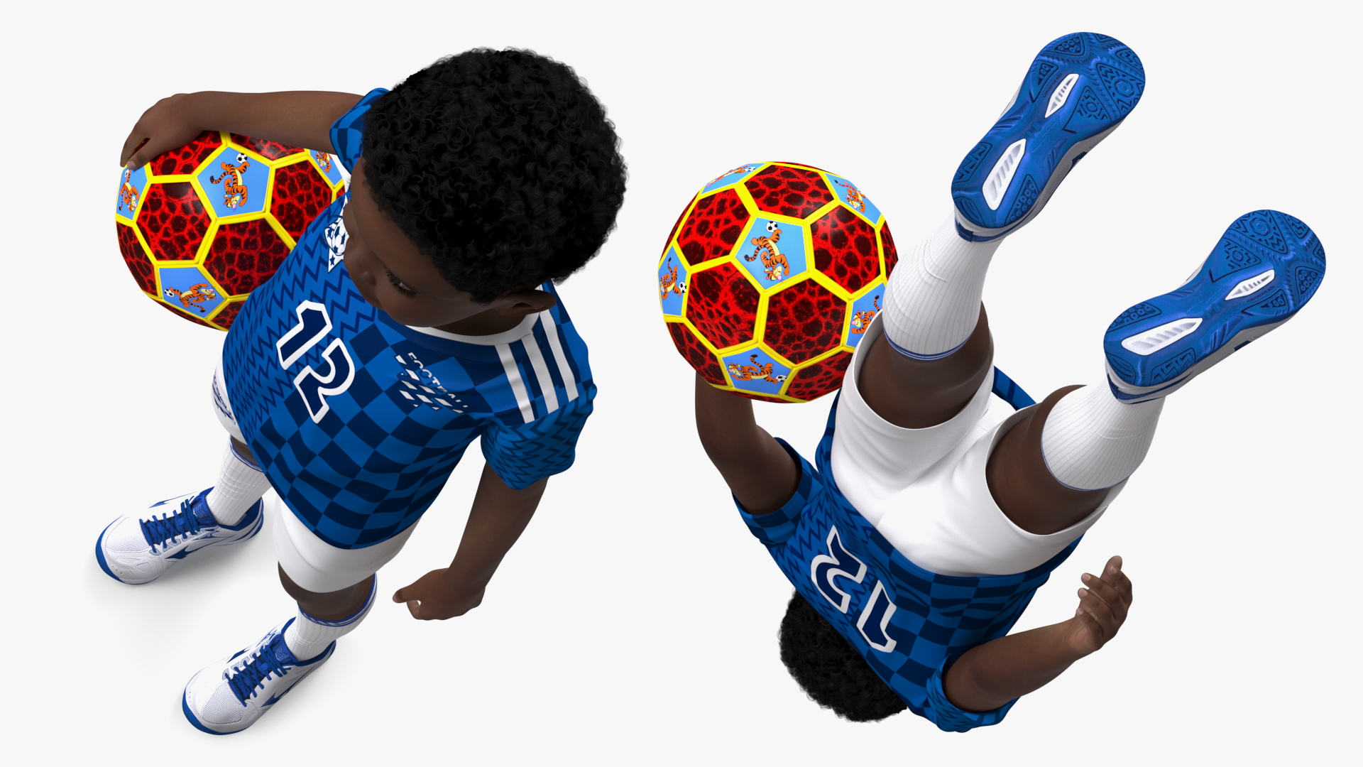 3D Black Child Boy Holding Ball model