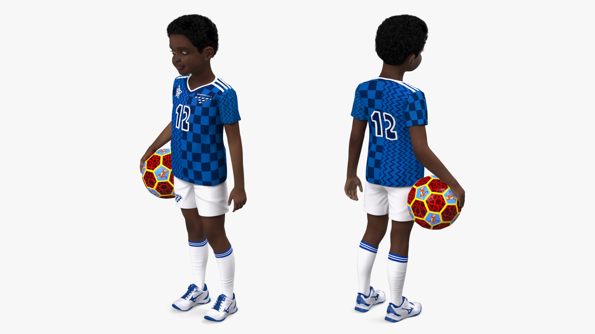 3D Black Child Boy Holding Ball model