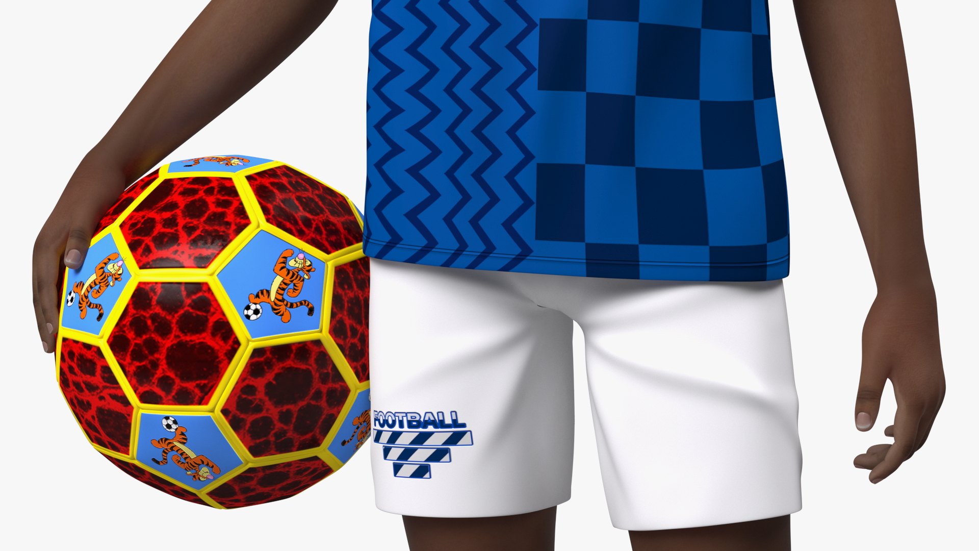 3D Black Child Boy Holding Ball model