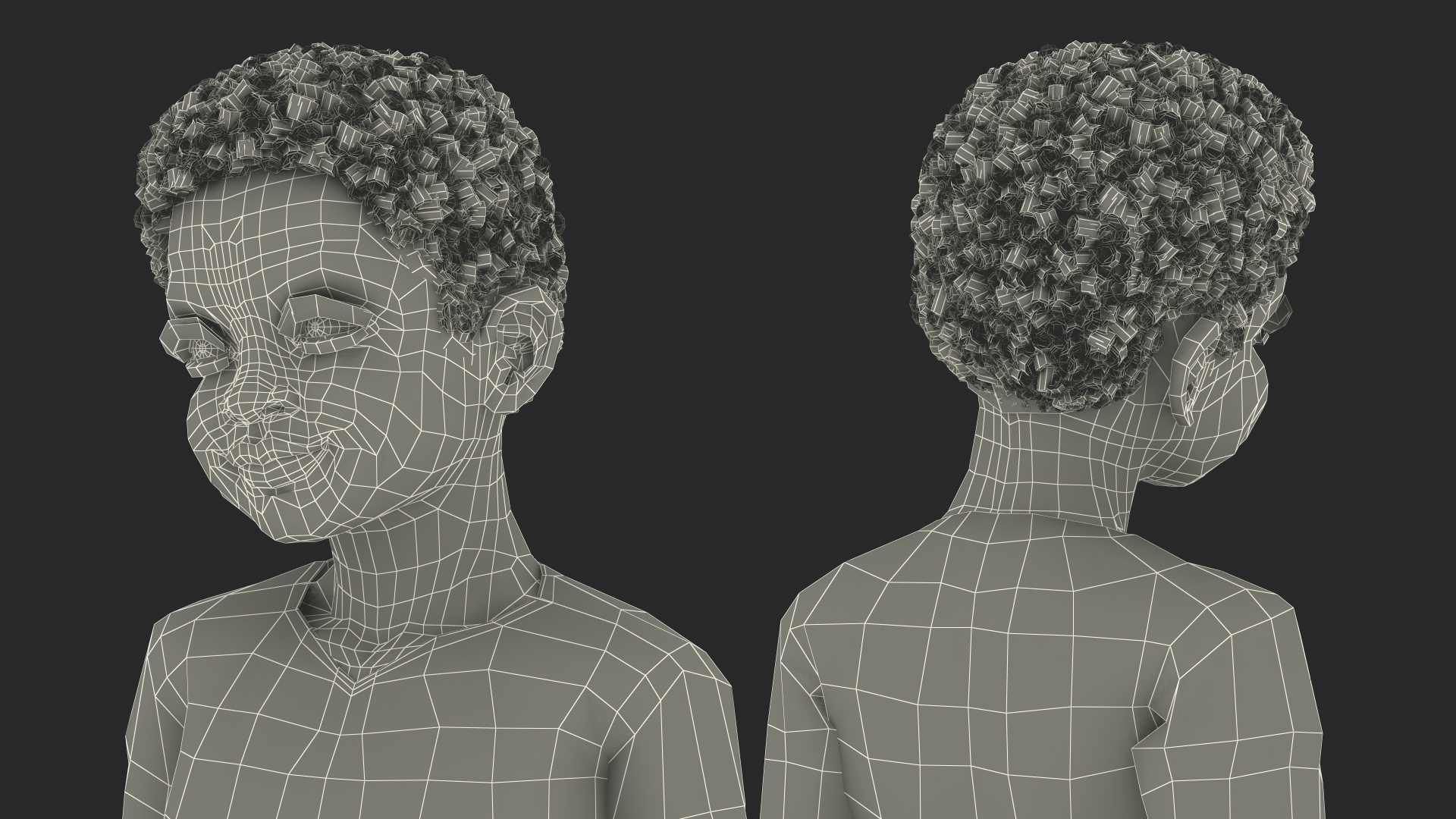3D Black Child Boy Holding Ball model