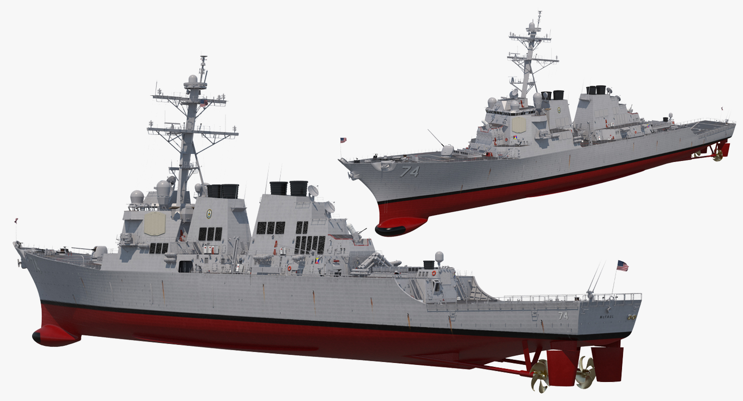 Arleigh Burke Destroyer McFaul DDG 74 Rigged 3D model