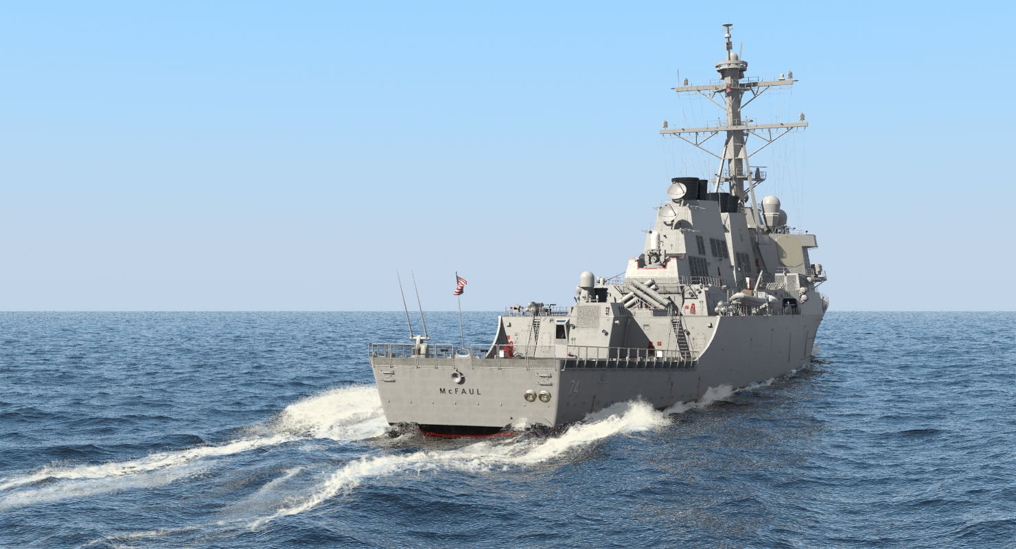 Arleigh Burke Destroyer McFaul DDG 74 Rigged 3D model