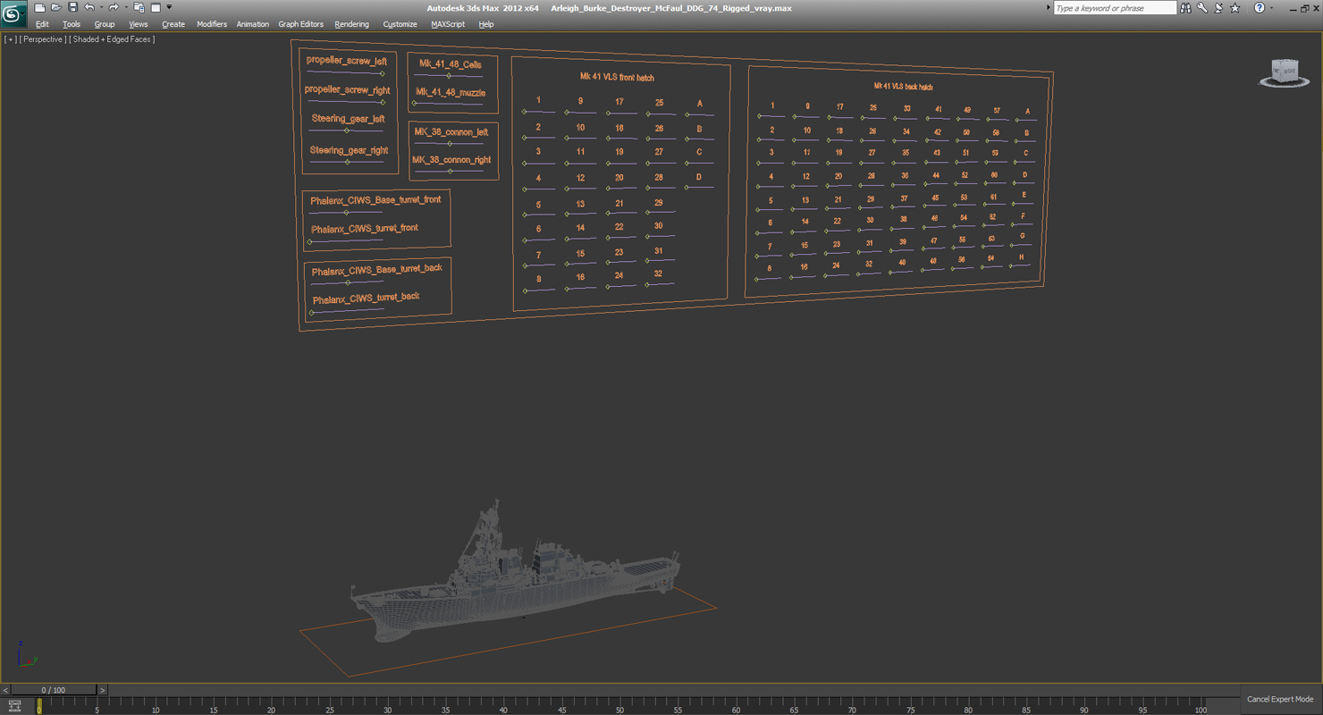 Arleigh Burke Destroyer McFaul DDG 74 Rigged 3D model