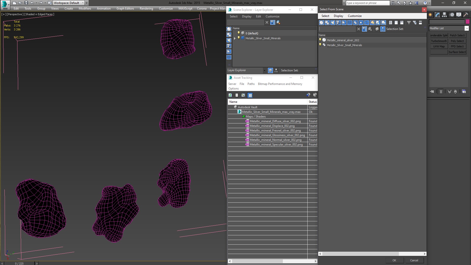 3D model Metallic Silver Small Minerals