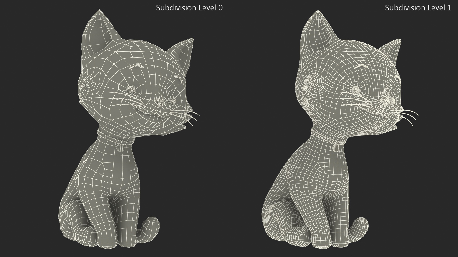 Cute Cartoon Cat Sitting 3D model