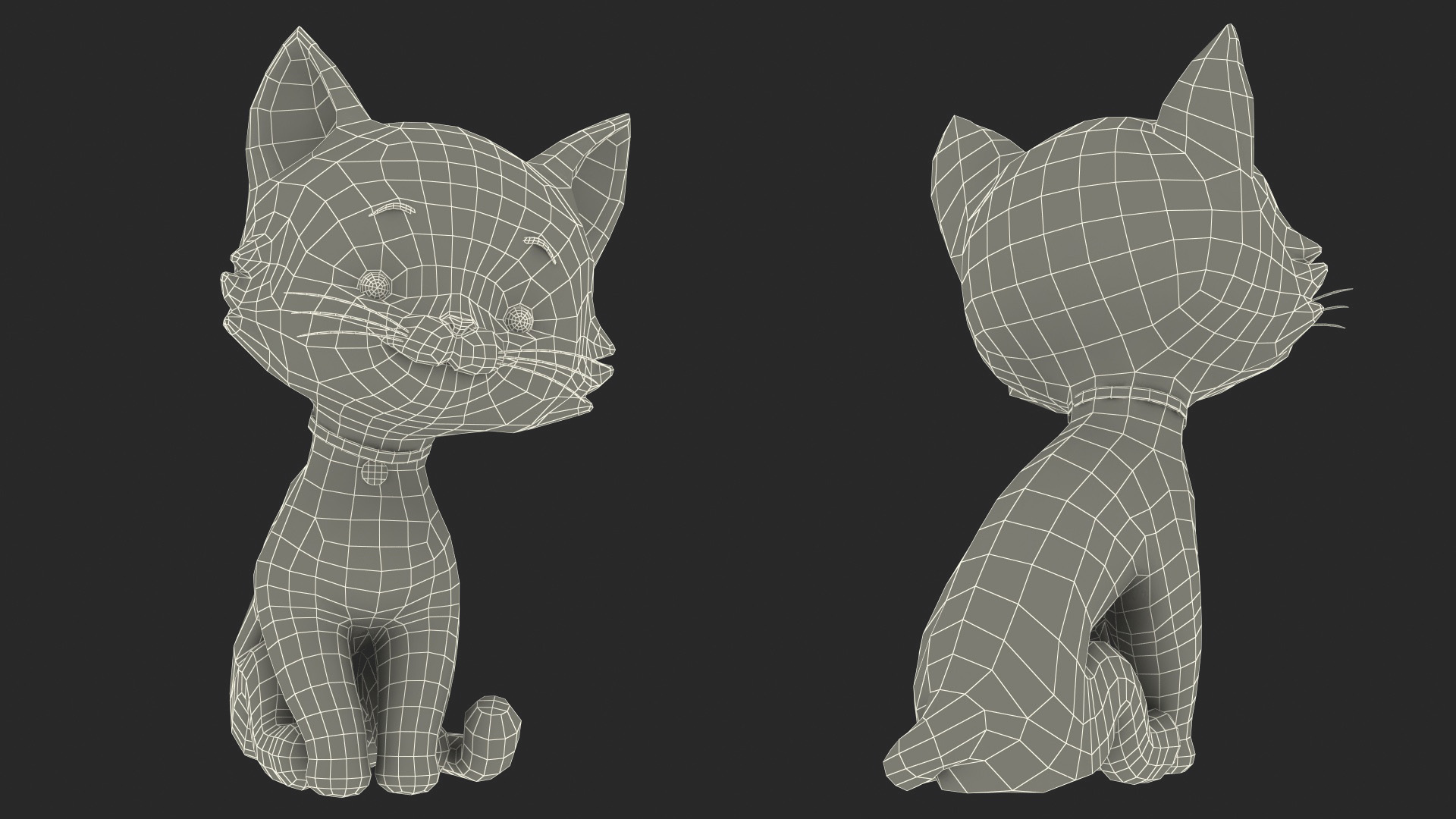 Cute Cartoon Cat Sitting 3D model