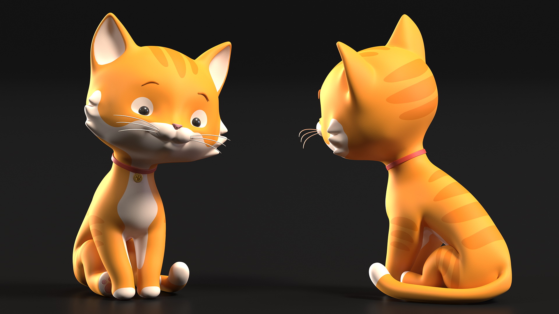 Cute Cartoon Cat Sitting 3D model