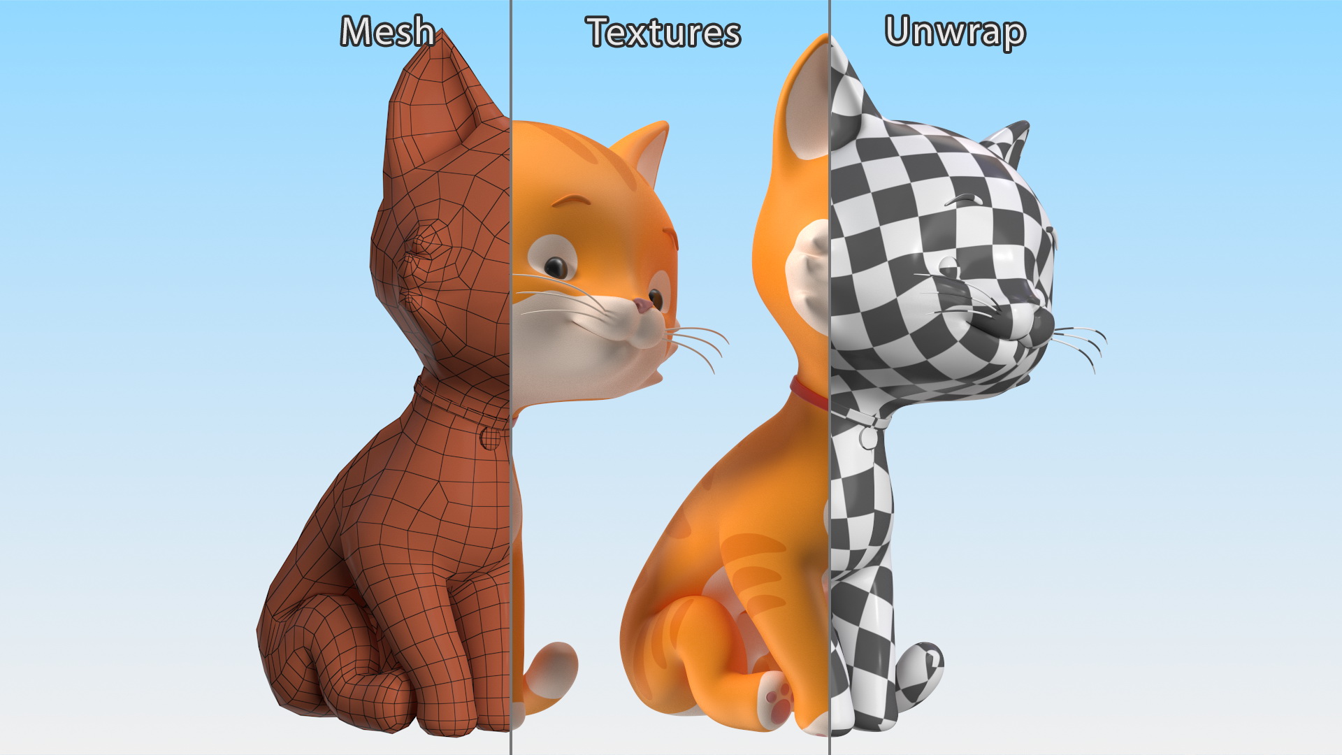 Cute Cartoon Cat Sitting 3D model
