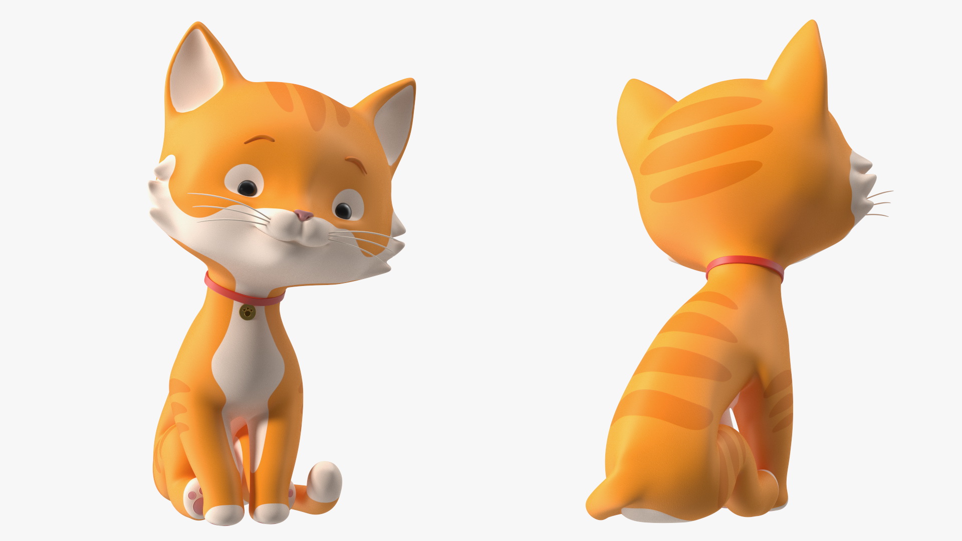 Cute Cartoon Cat Sitting 3D model
