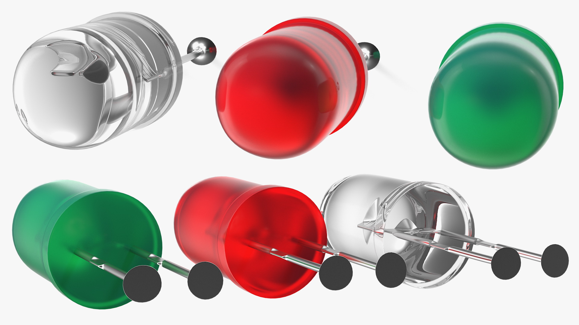Round Light Emitting Diode Soldered Set 3D model