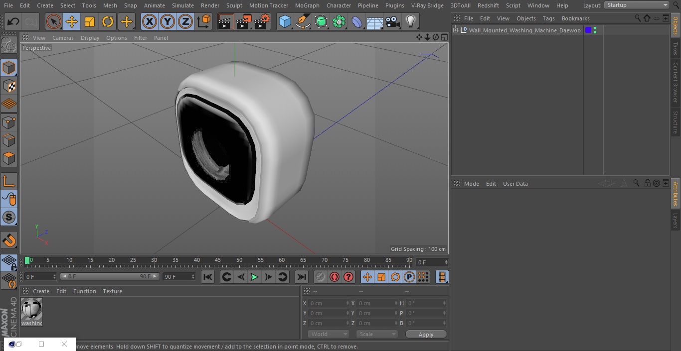 3D model Wall Mounted Washing Machine Daewoo