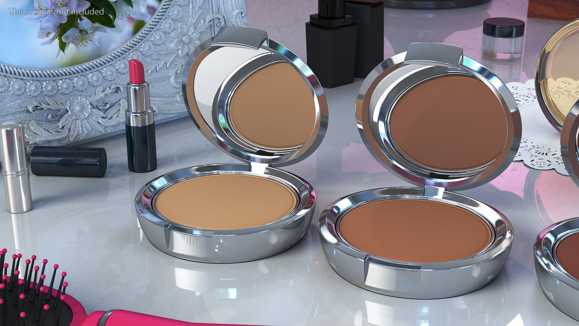 3D Compact Face Powder Cosmetics Set model