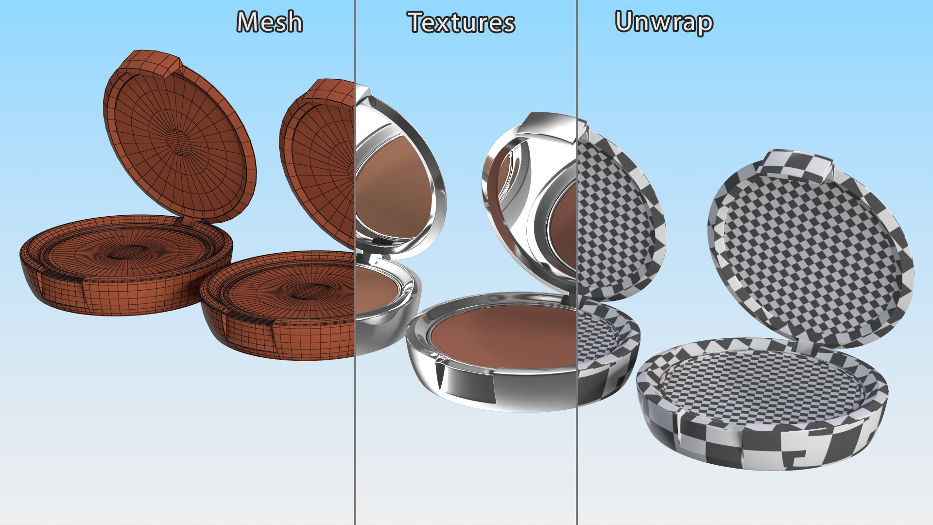3D Compact Face Powder Cosmetics Set model