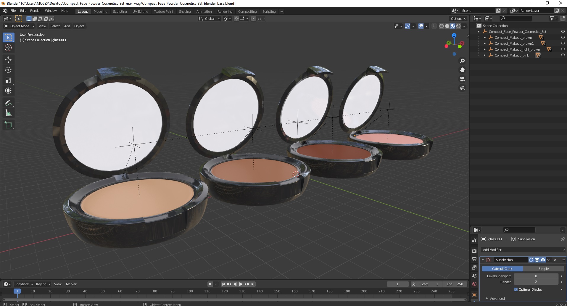 3D Compact Face Powder Cosmetics Set model