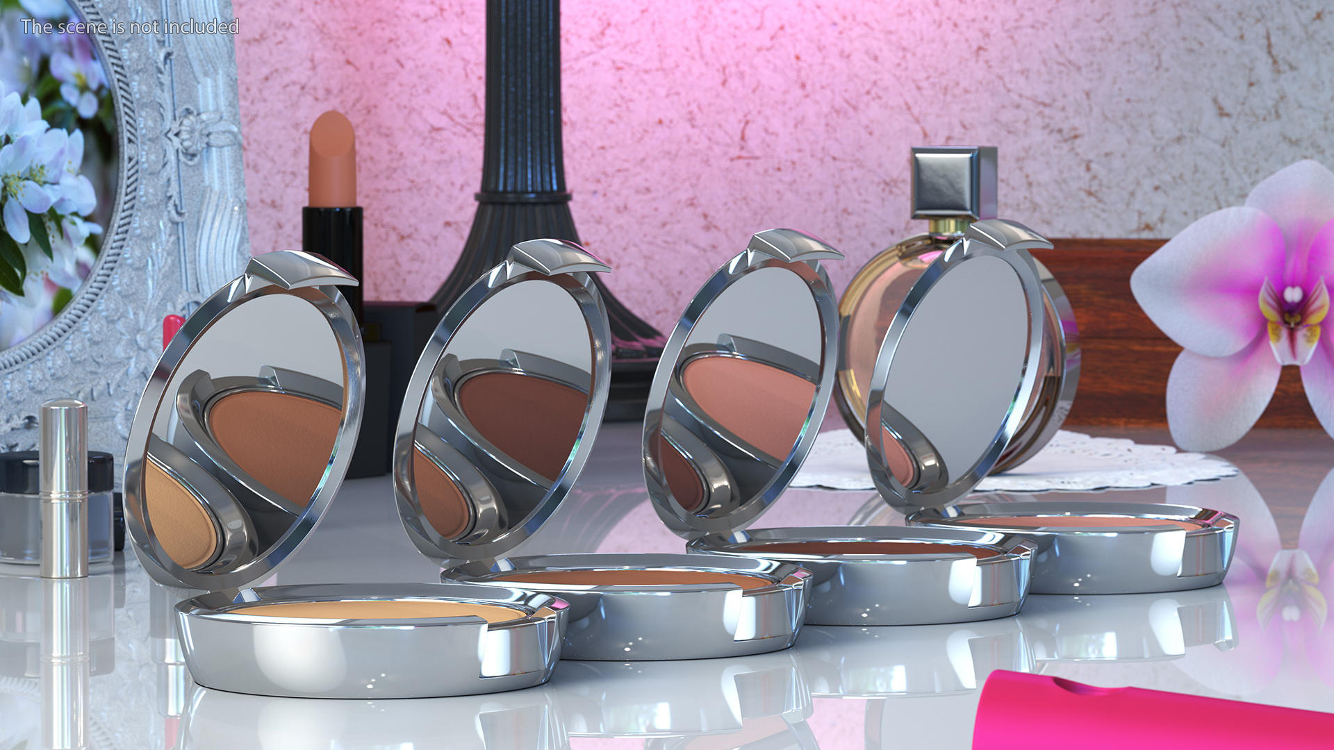 3D Compact Face Powder Cosmetics Set model