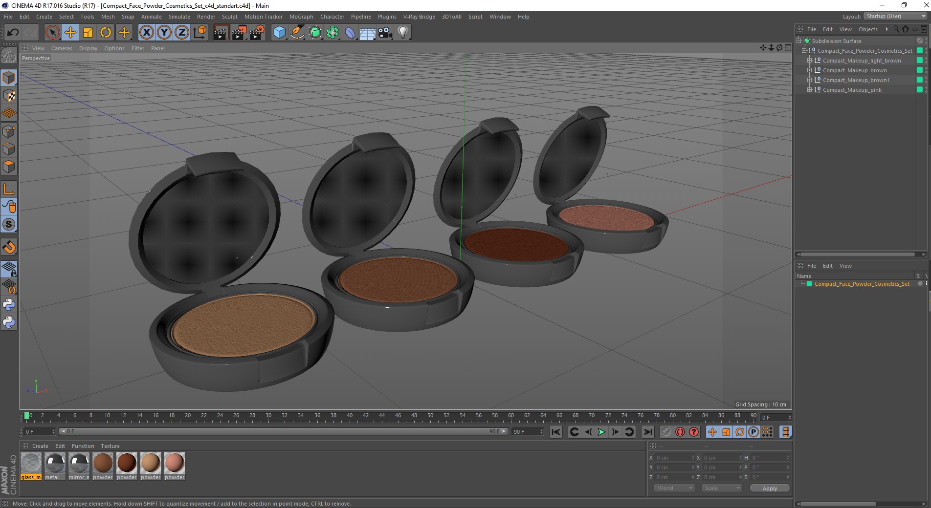 3D Compact Face Powder Cosmetics Set model