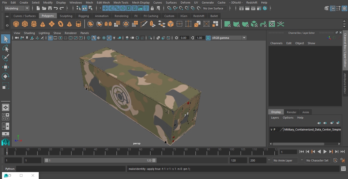 3D model Military Containerized Data Center Simple Interior