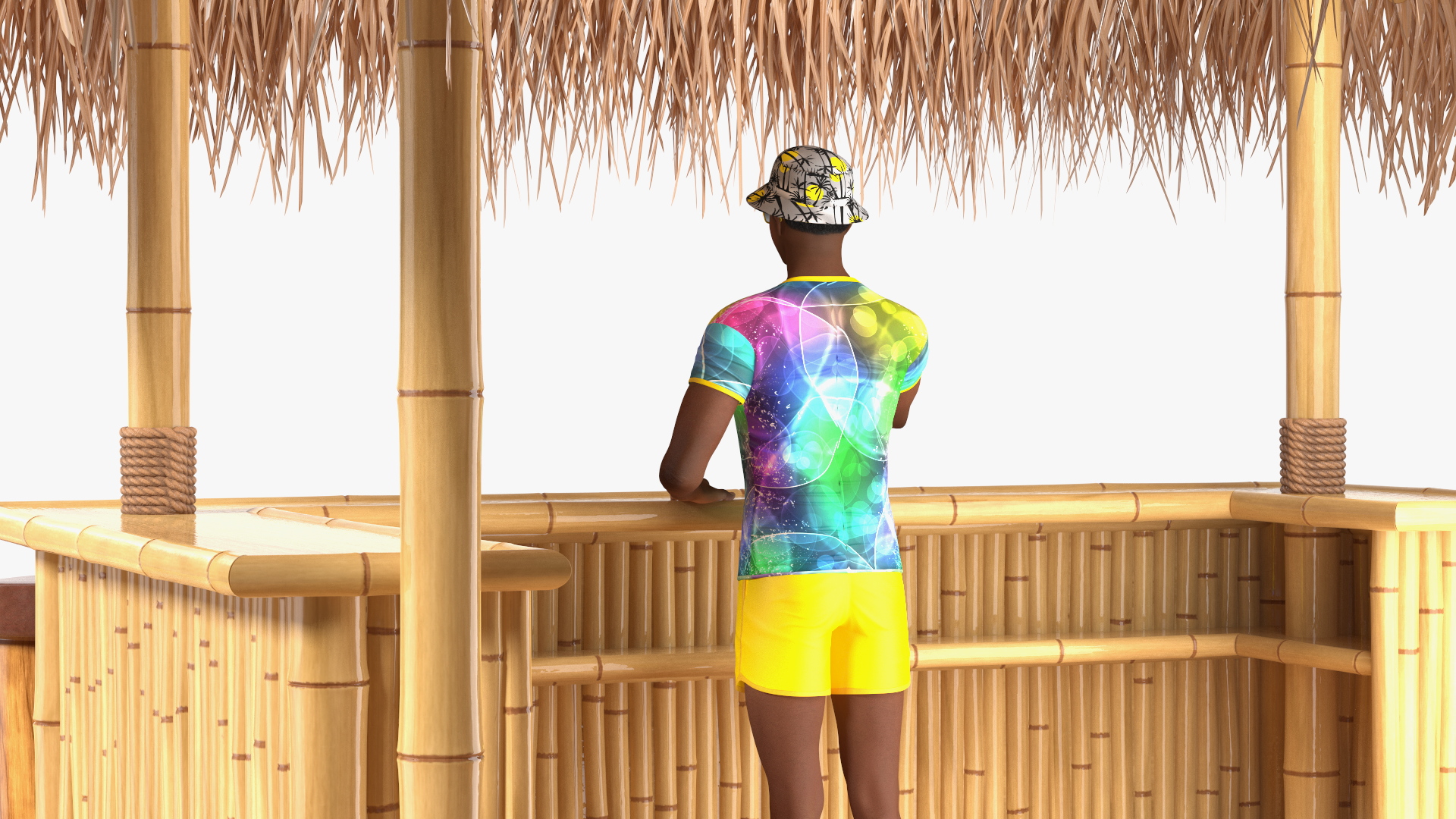 3D model Barman at Tiki Bar Rigged