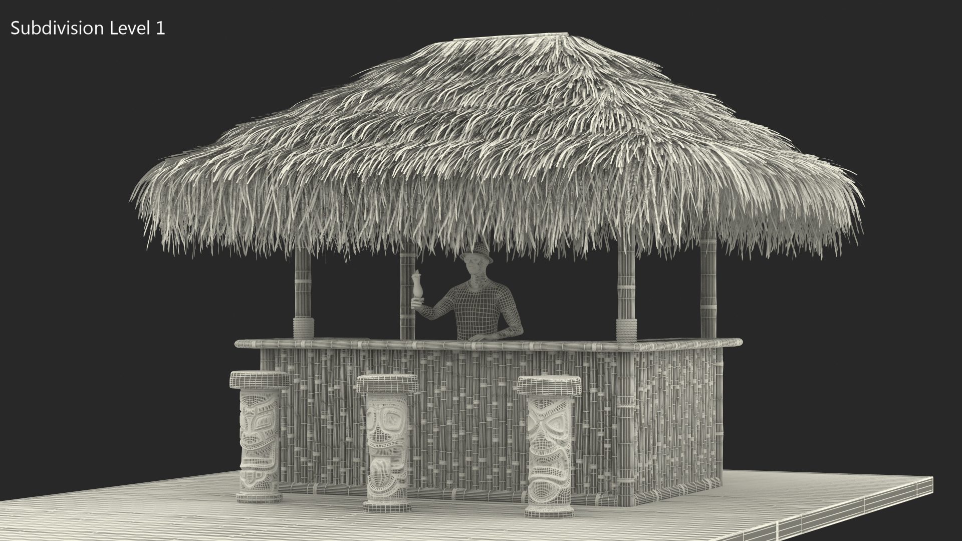 3D model Barman at Tiki Bar Rigged