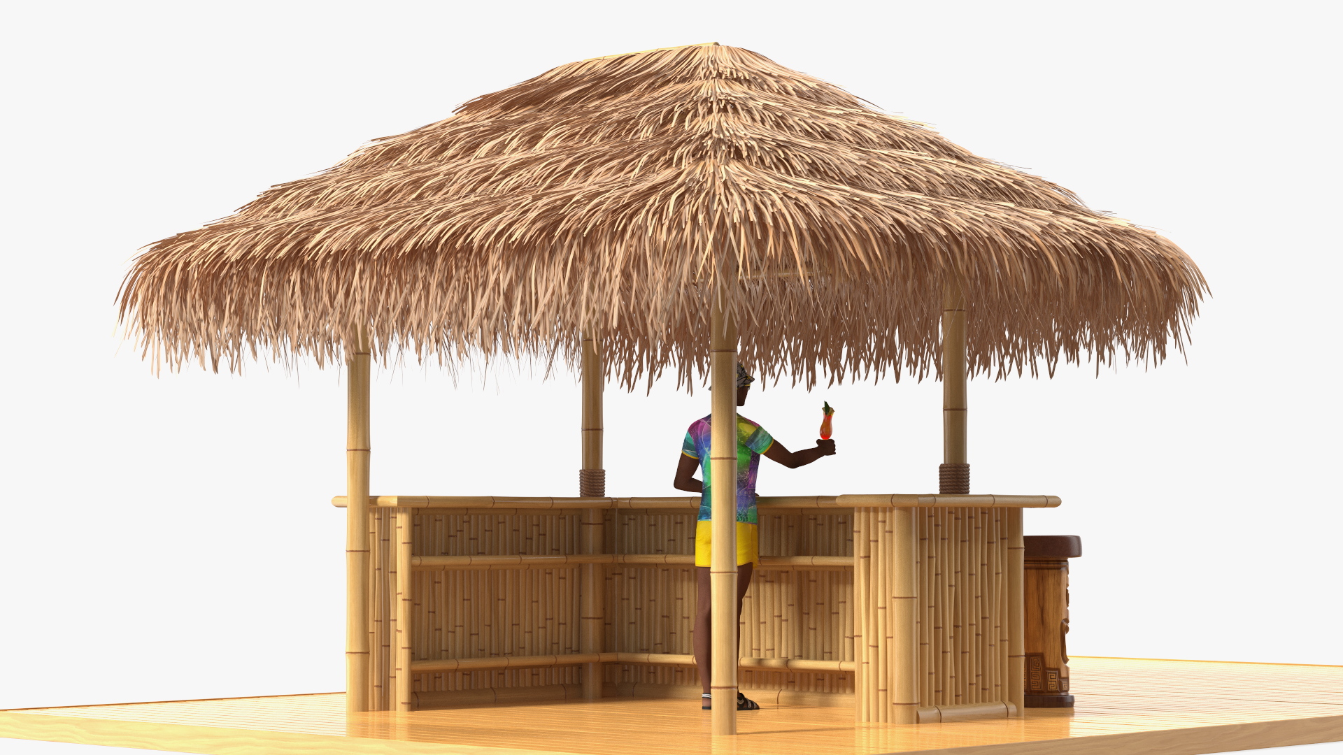 3D model Barman at Tiki Bar Rigged