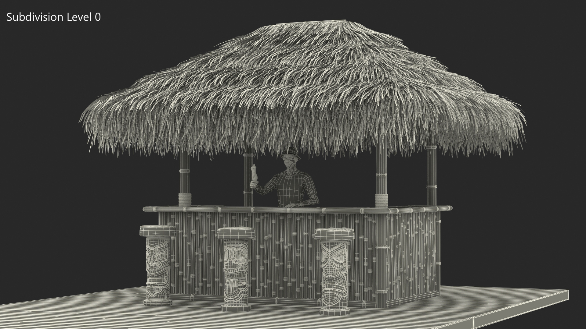 3D model Barman at Tiki Bar Rigged