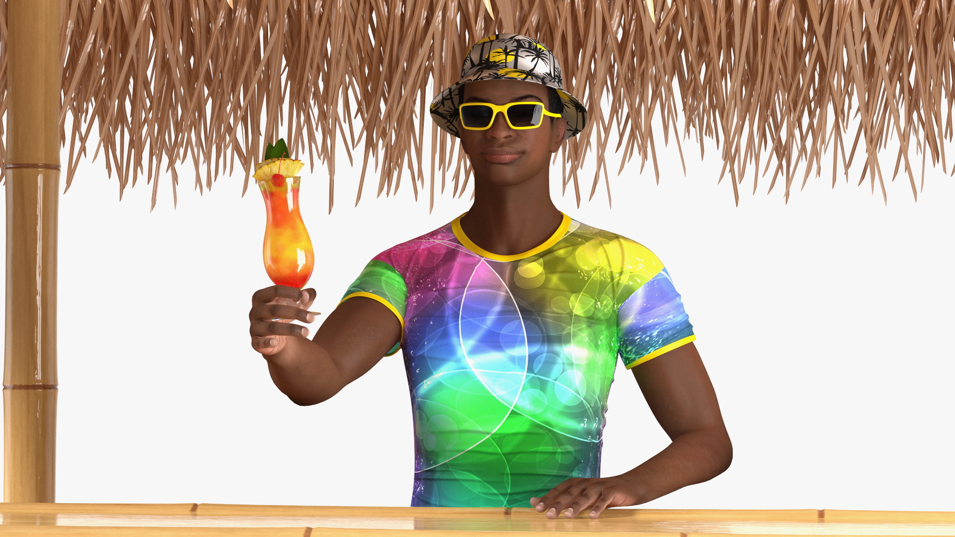 3D model Barman at Tiki Bar Rigged