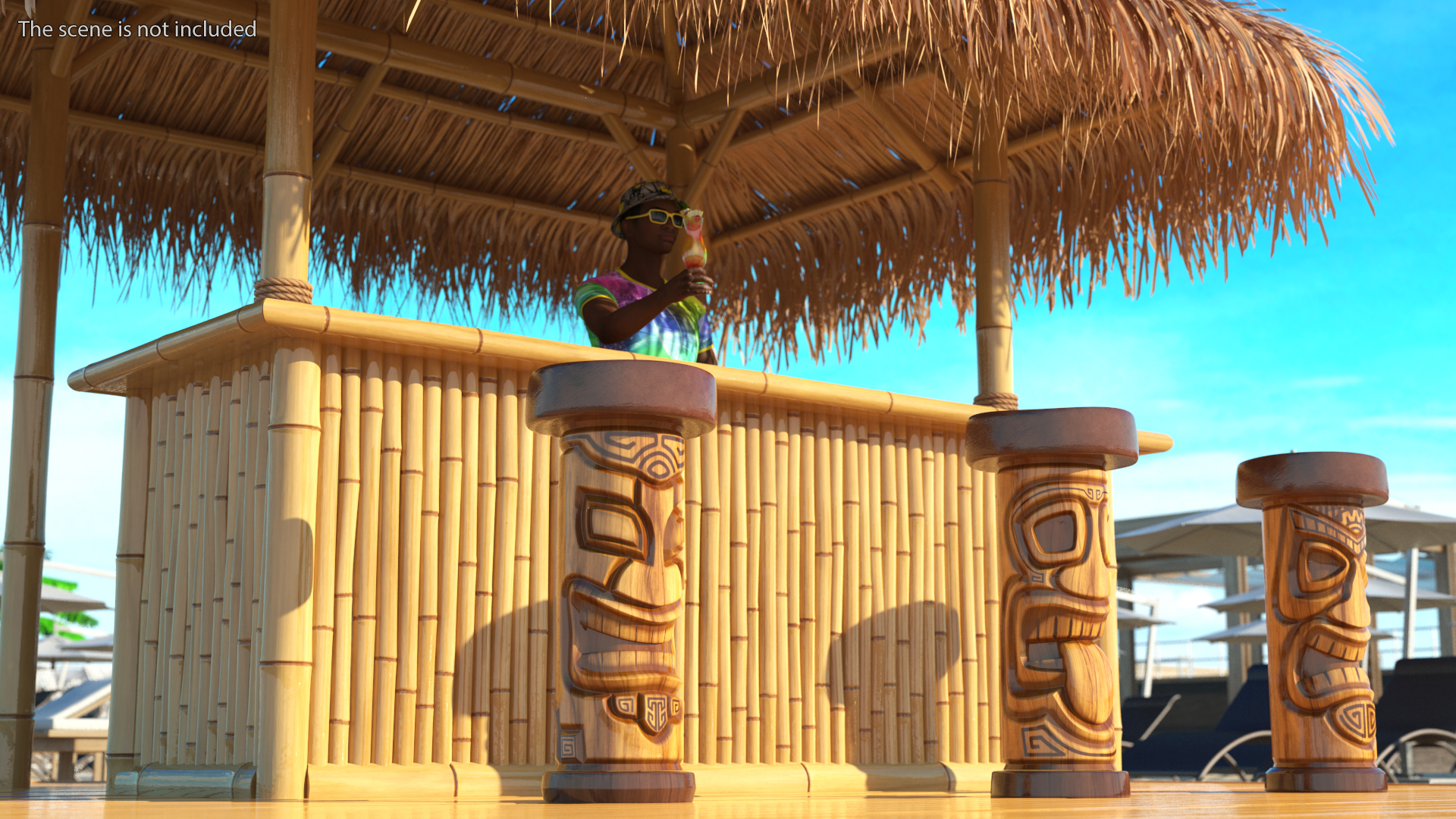 3D model Barman at Tiki Bar Rigged